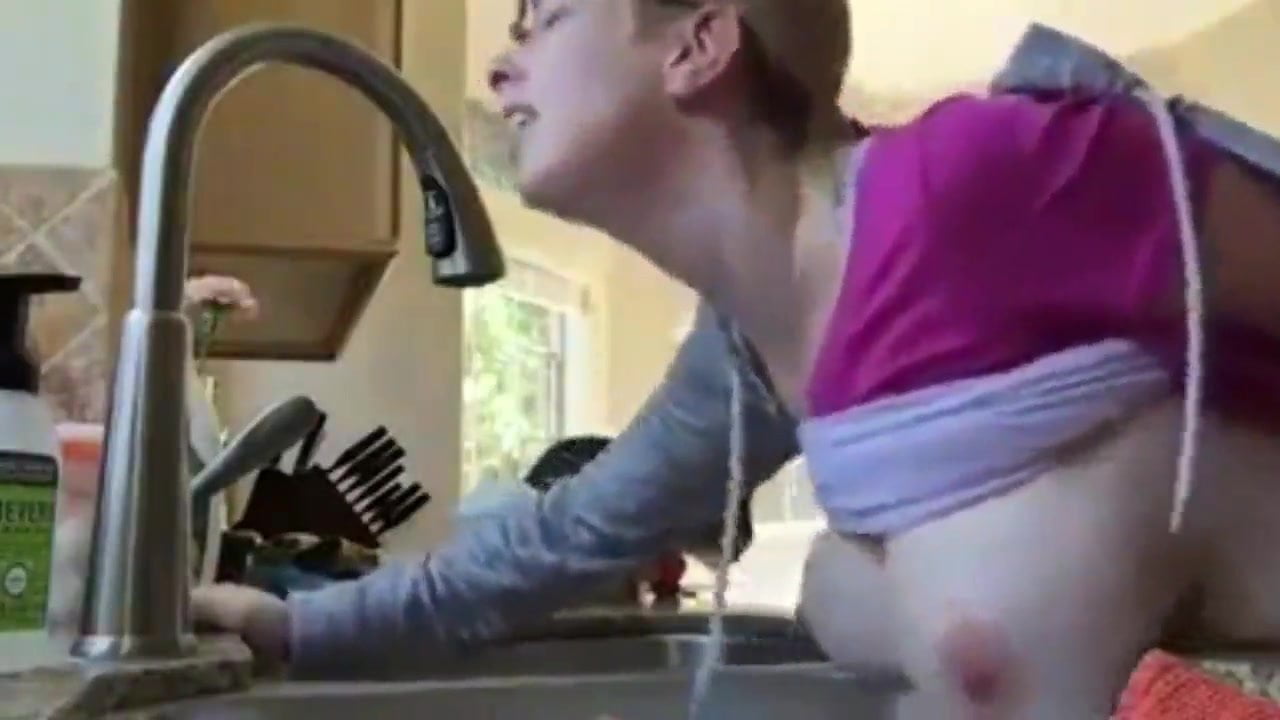 wife fuck with friend in kitchen